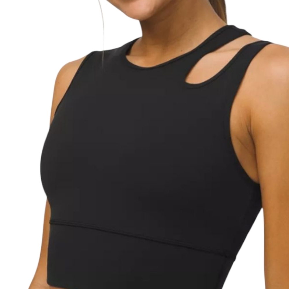 Lululemon Black Mastered Motion Cropped Asymmetrical Top With The Built In Bra12